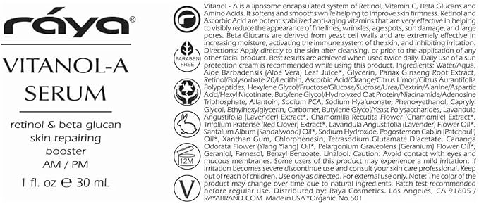 RAYA Serum for Face | Vitamin-A & Vitamin C Serum | Anti-Aging, Antioxidant Face Serum | Skin Care Serum for Oily Skin | Smoothing, Refining & Skin lightening
