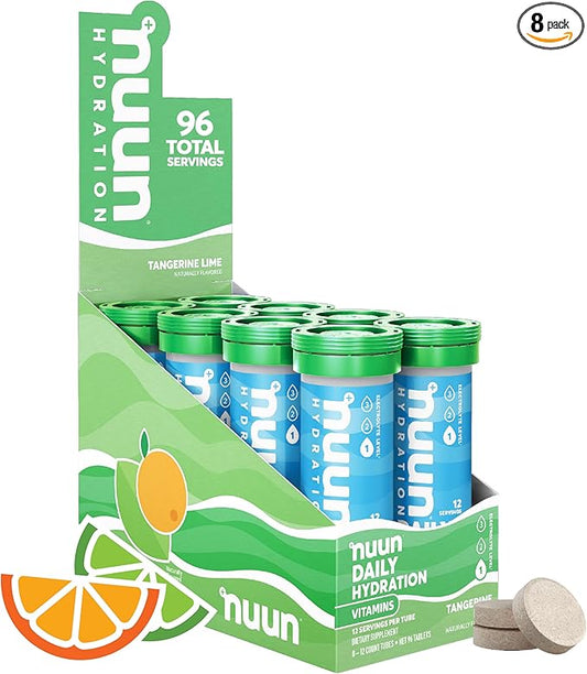 Nuun Tangerine Lime Flavored Vitamin Drink, No Artificial Sweetener, 12 Tablets (Pack Of 8)