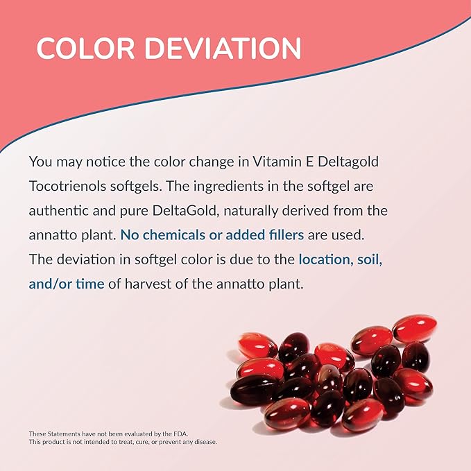 Eannatto Tocotrienols Vitamin E Supplements Tocopherol Free, Supports Immune Health, Non-GMO, Gluten Free & Antioxidant (125MG 60 Softgels)