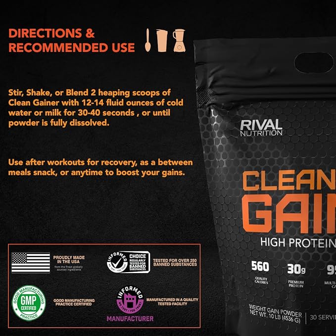 Rival Nutrition Clean Gainer - Cookies & Cream 12lb