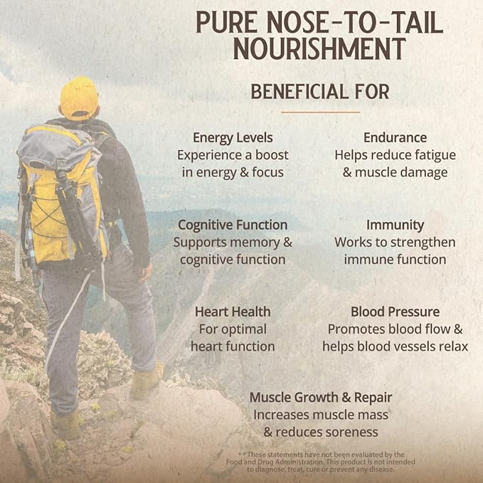 Grass Fed Bovine Heart: 3000 Mg Heart/ 200 Mg Liver/Serving (30 Servings)