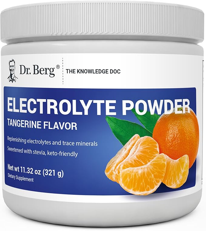 Dr. Berg Zero Sugar Hydration Keto Electrolyte Powder - Enhanced w/ 1000 mg of Potassium & Real Pink Himalayan Salt (NOT Table Salt) - Tangerine Flavor Hydration Drink Mix Supplement - 50 Servings