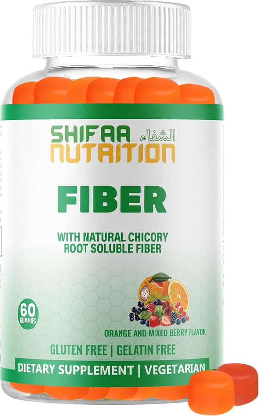 Halal & Gluten Free Fiber Gummies for Kids & Adults | 3g, 30-60 Servings | 60 Gummies | Improves Digestive Health, Immunity & Gut Health | Vegan Prebiotic | Non-GMO, Gelatin-Free