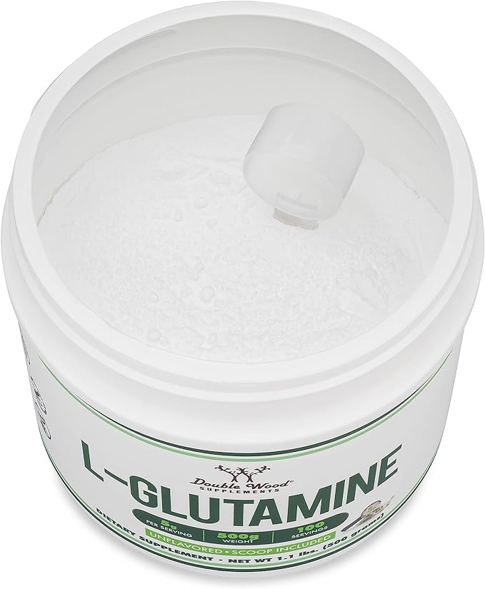 L Glutamine Powder 1.1lbs (100 Servings of 5 Grams Each - Third Party Tested L-Glutamine Powder) Unflavored, Keto, Vegan Friendly (with Scoop) for Exercise Endurance and Gut Health by Double Wood