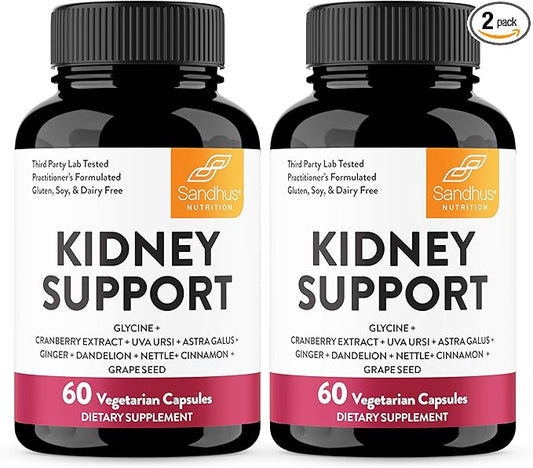 Sandhu's Kidney Cleanse Detox & Support Supplement for Men and Women | with Cranberry Extract | Helps Support Kidney & Urinary Tract Health | 60 Vegetarian Capsules (Pack of 2)