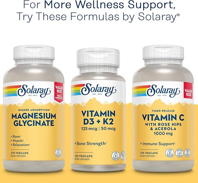 Solaray Mega Vitamin B-Stress, Timed-Release Vitamin B Complex with 1000 mg of Vitamin C for Stress, Energy, Red Blood Cell & Immune Support, 60 Day Guarantee, Vegan, 40 Servings, 120 VegCaps