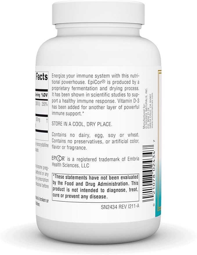 Source Naturals Wellness EpiCor with Vitamin D-3 for Heightened Immune Defense* - 120 Capsules