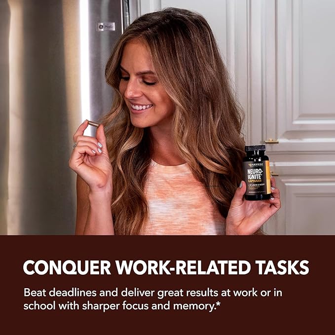 NeuroIgnite Brain Supplements for Memory and Focus Support with St Johns Wort & Ginkgo Biloba - Nootropics Brain Support Supplement - Cognitive & Memory Supplement for Brain Health - 2 Month Supply