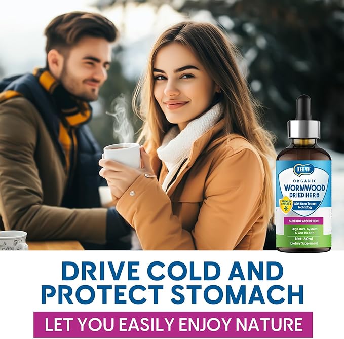 IHW Wormwood Liquid Drops, Organic Wormwood Drops with Black Walnut for Digestive and Intestinal System Support, Extra Strength Oral Gut Health Supplements