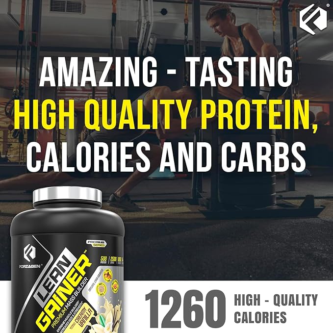 Forzagen Lean Gainer Premium Mass Builder | Mass Gainer Protein Powder for Men & Women | High Calorie Protein, Weight Gain, Bulk, Muscle Building Supplement | Vanilla, 8 lbs. (11 Servings)