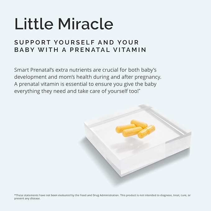 Dr Amen BrainMD Smart Prenatal - 120 Capsules - Multivitamin for Mom & Baby, Promotes Healthy Pregnancy & Growth & Development In Babies - Gluten-Free - 30 Servings