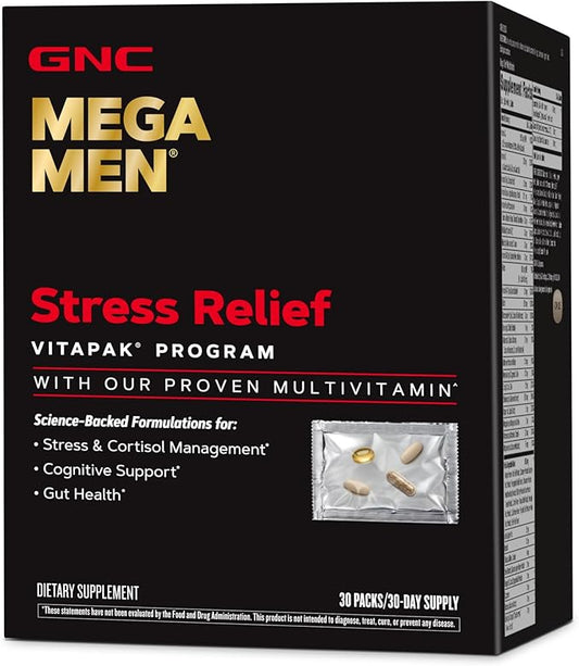 GNC Mega Men Stress Relief Vitapak, Stress & Cortisol Management, 30 Count