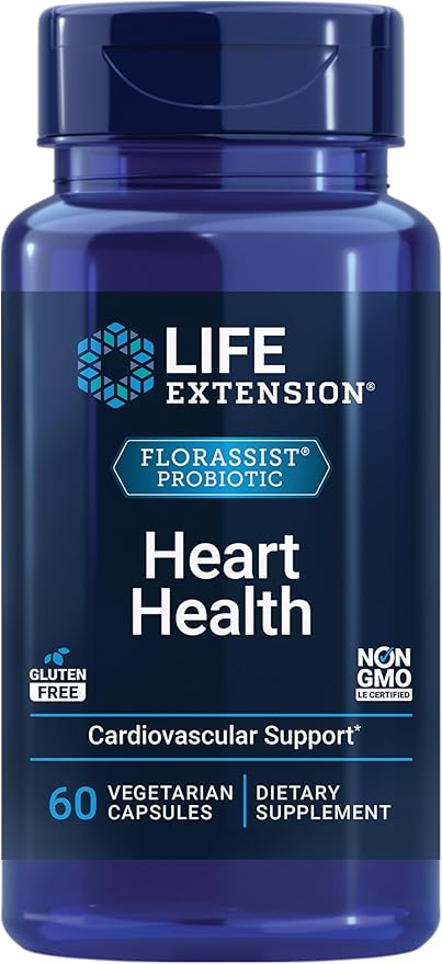 Life Extension FLORASSIST® Probiotic Heart Health, Lactobacillus reuteri 30242, Promotes Heart Health and Already Healthy Cholesterol Levels, Gluten-Free, Non-GMO, Vegetarian, 60 Capsules