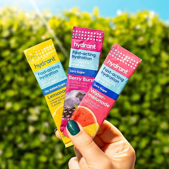 Hydrant Hydrate Zero Sugar, Individual Hydration Electrolye Powder Stick Packets with Zero Sugar and FSA & HSA Eligibility (Variety Pack, 30 Count)