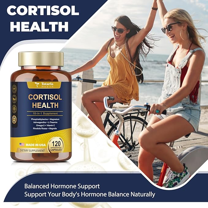 Cortisol Supplement with Ashwagandha,Magnesium,Rhodiola Rosea,L Theanine,Hormone Balance for Women Mood, Focus, Sleep Support 120 Vegan Capsules (Pack of 1)