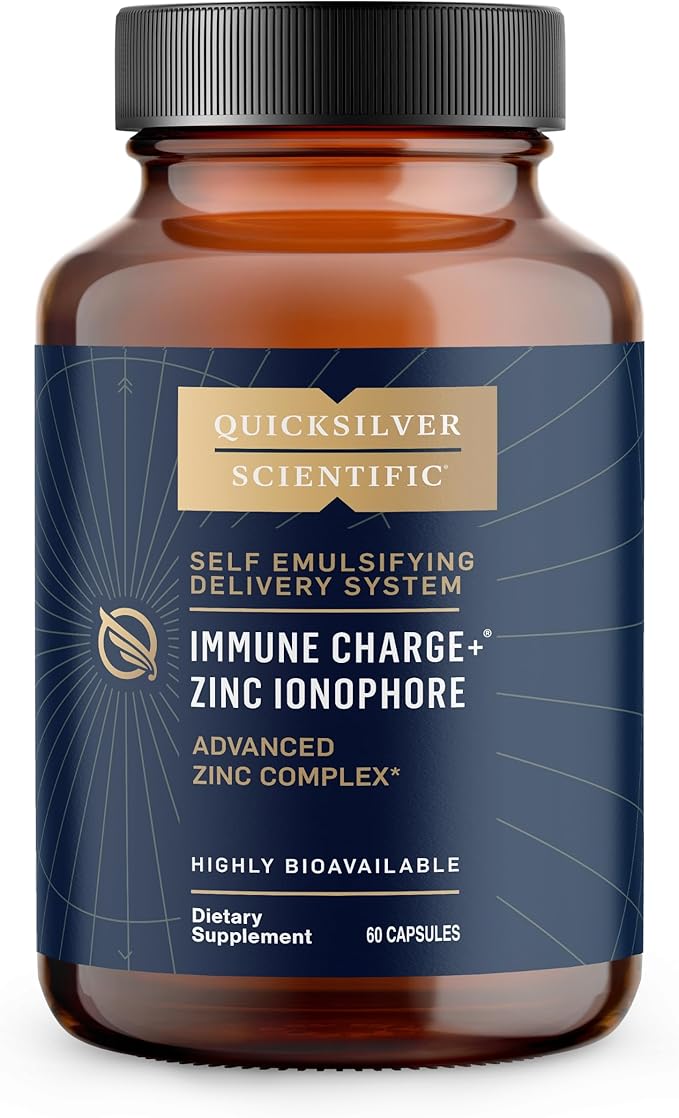 Quicksilver Scientific Immune Charge+ Zinc Ionophore - Zinc Supplement Complexed with Quercetin, Luteolin, Hesperetin Immune + GI Support (60 Capsules)