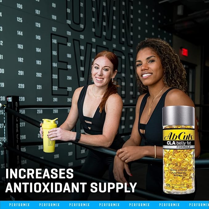 CLA Belly Fat Formula - 120 Easy-to-Swallow Softgels - Omega 3 Fish Oil, Flaxseed Oil and Vitamin E - Helps Increase Antioxidant Supply and Healthy Body Composition