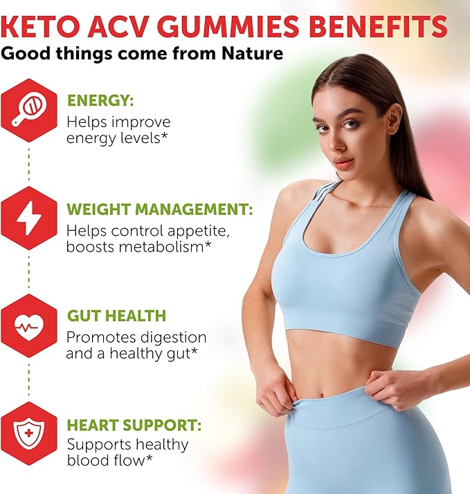 Keto ACV Gummies Advanced Weight Loss - ACV Keto Gummies for Weight Loss for Women and Men - Keto Gummies Supplement - Detox & Cleanse, Digestion - Apple Cider Vinegar - 1 Pack