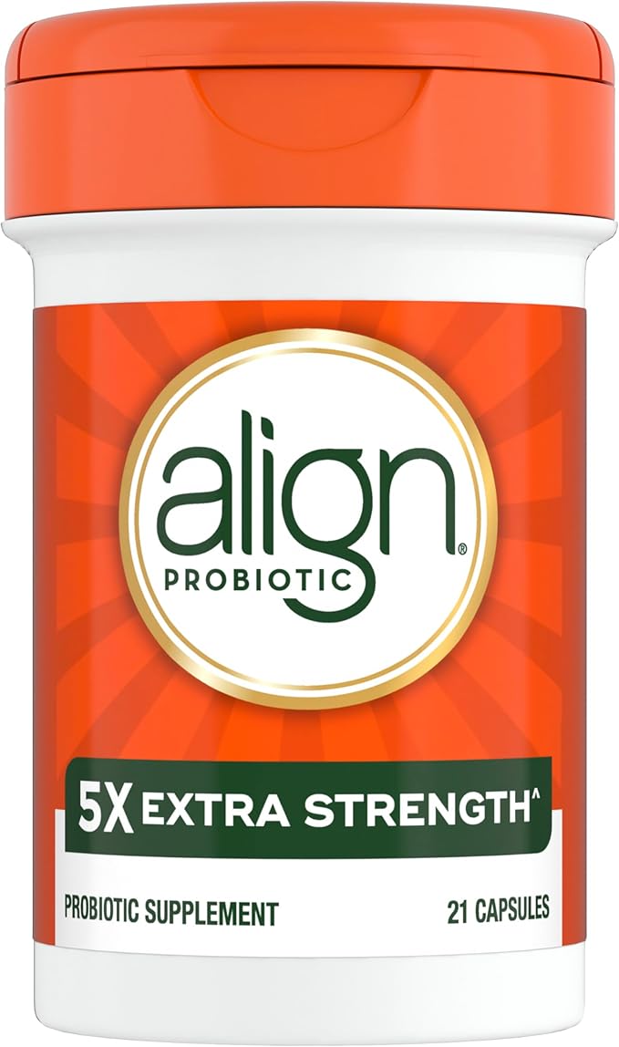 Align Probiotic Extra Strength, Probiotics for Women and Men, #1 Doctor Recommended Brand‡, 5X More Good Bacteria^ to Help Support a Healthy Digestive System*, 21 Capsules (Packaging May Vary)