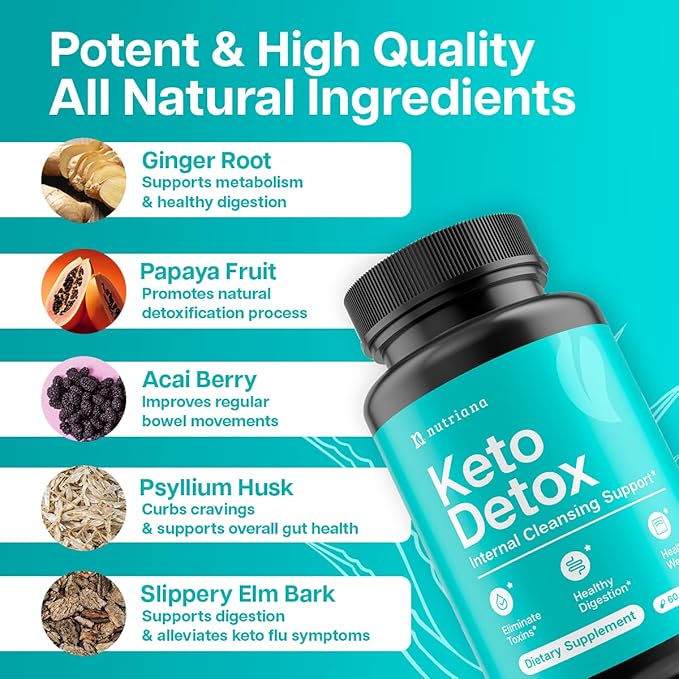 Keto Detox Cleanser - Keto Pills Liver Supplement for Men & Women - Keto Supplement Detox Pills Fasting Supplement for Colon Health, Kidney Support & Boosts Metabolism 60 Capsules