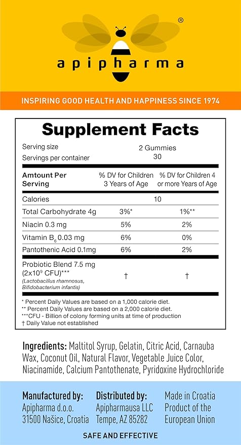 Children's Probiotic Gummies - Immunity & Digestive Support, Daily Kids Probiotic Supplement - Great Tasting with Natural Ingredients, No Sugar or Artificial Sweeteners (60 Gummies)