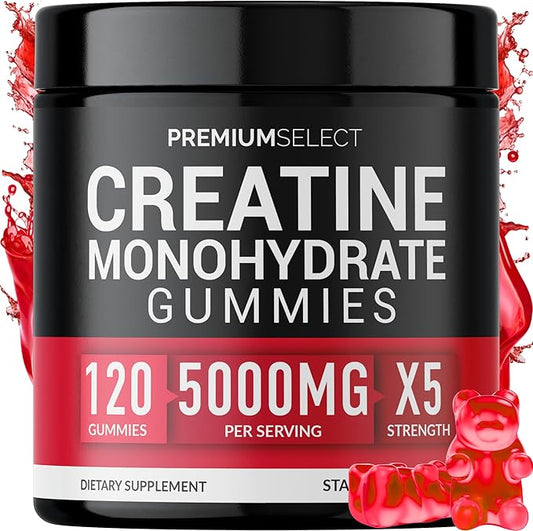 Creatine Gummies for Men & Women 5g Sugar Free - 120 Chewable Creatine Monohydrate Gummies for Muscle Strength, Muscle Builder, Energy Boost, Booty Gain, Pre-Workout & Recovery Supplement Gummy Chews