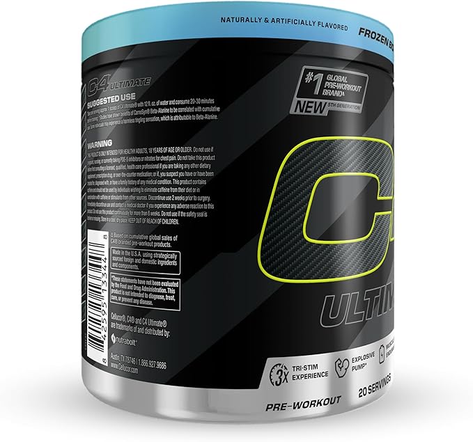 Cellucor C4 Ultimate Pre Workout Powder - Sugar Free Preworkout Energy Supplement for Men & Women - 300mg Caffeine + TeaCrine + Dynamine + Creatine - Freedom Bombsicle, 20 Servings
