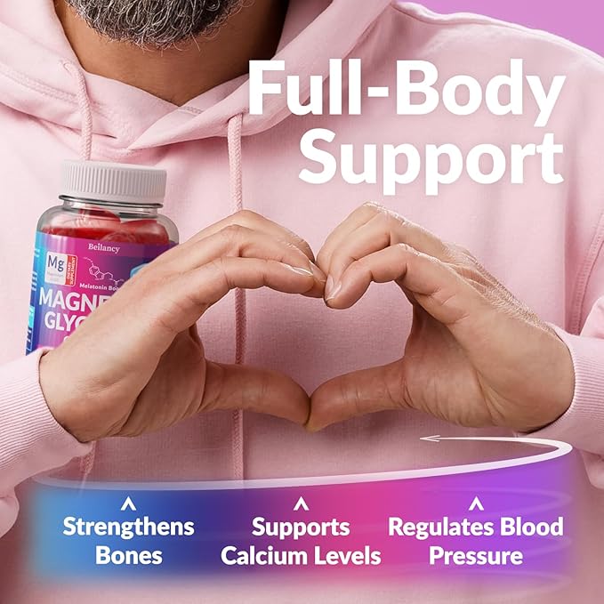 Magnesium Glycinate Gummies 400mg, Magnesium for Slеep, Body Support and Relaxation, Raspberry Magnesium Gummies for Adults with Blackcurrant Oil, Sugar Free, Non GMO, Gluten Free, 60 Days Supply