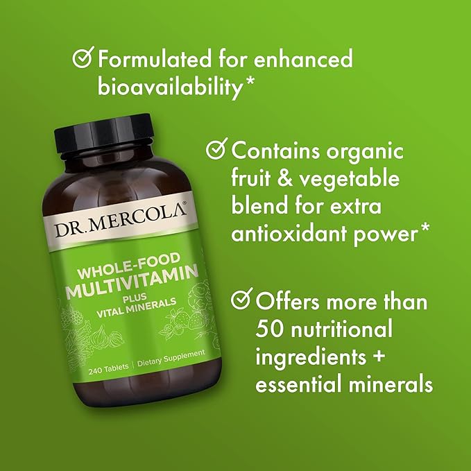 Dr. Mercola Whole Food Multivitamin Plus Vital Minerals Dietary Supplement, 30 Servings (240 Tablets)