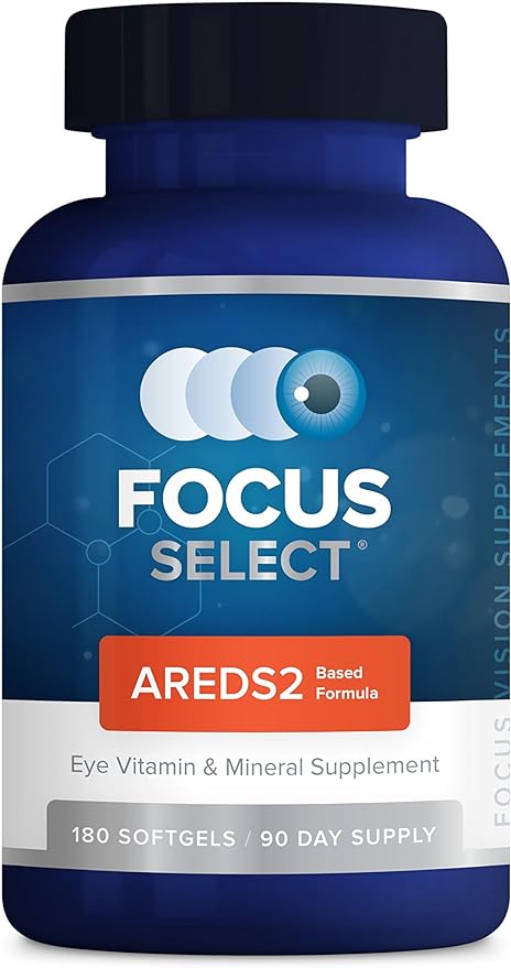 Focus Select AREDS2 Based Eye Vitamin-Mineral Supplement - AREDS2 Based Supplement for Eyes (180 ct. 90 Day Supply) - AREDS2 Based Low Zinc Formula - Eye Vision Supplement and Vitamin