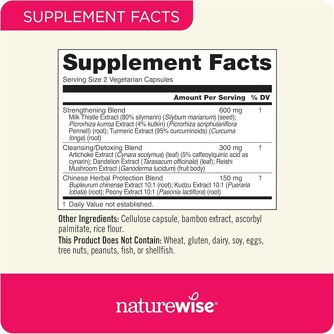 NatureWise Liver Detox Cleanse Supplement (30 Servings) Triple Repair Formula with Milk Thistle, Turmeric, Reishi & Kudzu to Encourage Toxin Removal & Support Normal Function (60 Veg Capsules)