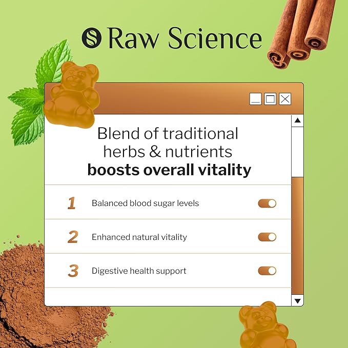 S RAW SCIENCE Sugar Free Berberine Gummies with Ceylon Cinnamon 2000mg - Blood Support - Ashwagandha, Turmeric, Chromium, Psyllium Husk Powder, Gymnema Sylvestre - 60 Fiber Gummies
