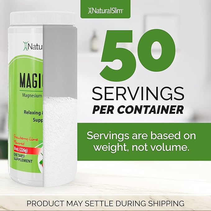 NaturalSlim Magicmag Pure Magnesium Citrate Powder – Stress, Constipation, Muscle, and Heart Support | Natural Strawberry & Lime Flavored Magnesium Supplement - 8oz Drink Mix (2 Pack)