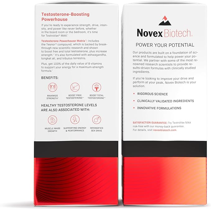 Novex Biotech TestroVax MAX – Daily Testosterone Multivitamin - Dietary Supplements for Boosting Testosterone and Increasing Strength, 60 Ct, 30-Day Supply