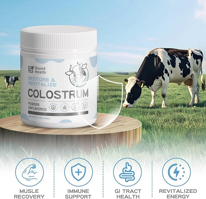 Colostrum Supplement Powder for Humans - Organic Bovine Colostrum Supplement for Gut Health, Hair Growth, Beauty, and Immune Support - Unflavored (73 Servings)