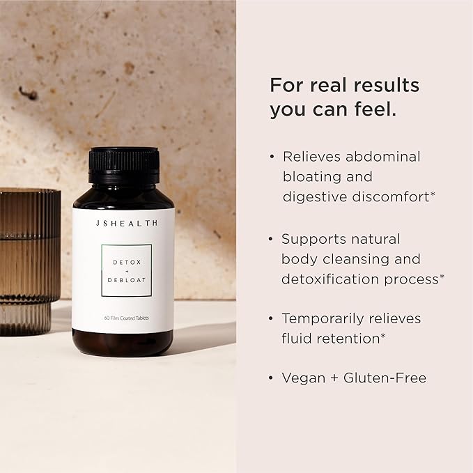 JSHealth Vitamins Detox and Debloat Liver Health Formula | Liver Detox Pills | Debloating Formula with Milk Thistle, Turmeric, Fennel | Liver Cleanse Supplement (60 Tablets, Pack of 2)