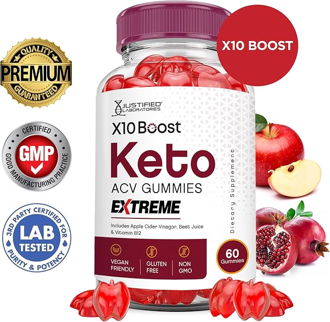 X10 Boost Keto ACV Gummies Extreme 2000MG X 10 Boost Keto Gummies Apple Cider Vinegar Formulated with Pomegranate Beet Juice Powder B12 Vegan Non GMO 60 Gummys
