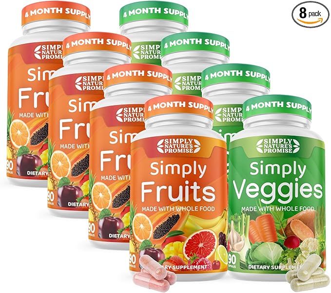 Simply Nature's Promise - Packed with Over 40 Different Fruits & Vegetables - 4 Month Supply- Made with Whole Food Superfoods - with Aloe Vera – 100% Soy Free - 720 Capsules