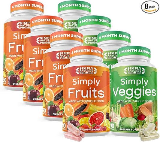 Simply Nature's Promise - Packed with Over 40 Different Fruits & Vegetables - 4 Month Supply- Made with Whole Food Superfoods - with Aloe Vera – 100% Soy Free - 720 Capsules