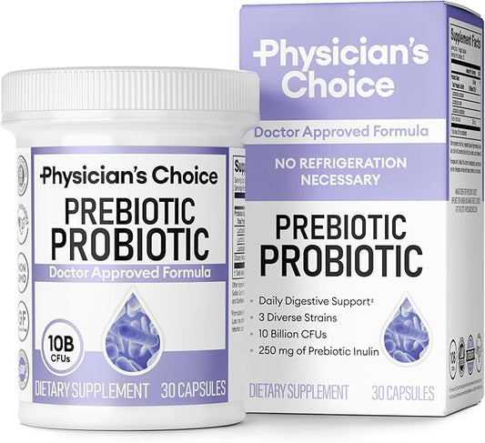 Physician's CHOICE Prebiotic-Probiotic - Multi-Strain Probiotics & Synergistic Prebiotics -Designed for Digestive Health, Supporting Gut Microbiome - Powerful PrePro for Gut Health - for Women & Men