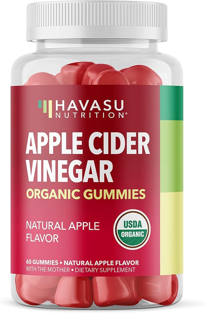 Organic Apple Cider Vinegar Gummies - ACV Gummies to Support Digestive Health and Gut Flora for Digestion - Natural Apple Flavor - 60 Organic, Vegan, and Non-GMO Apple Cider Vinegar Gummies