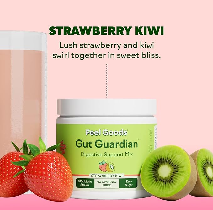 Feel Goods Gut Guardian, Prebiotic & Probiotic Powder, Sugar Free, Organic Fiber, Herbs for Bloat, Gut Health Support, Digestive Health for Men & Women, Non GMO, Vegan | Tropical Mango, 30CT