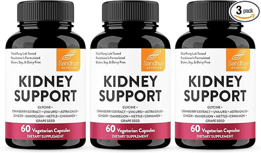 Sandhu's Kidney Cleanse Detox & Support Supplement for Men and Women | with Cranberry Extract | Helps Support Kidney & Urinary Tract Health | 60 Vegetarian Capsules (Pack of 3)