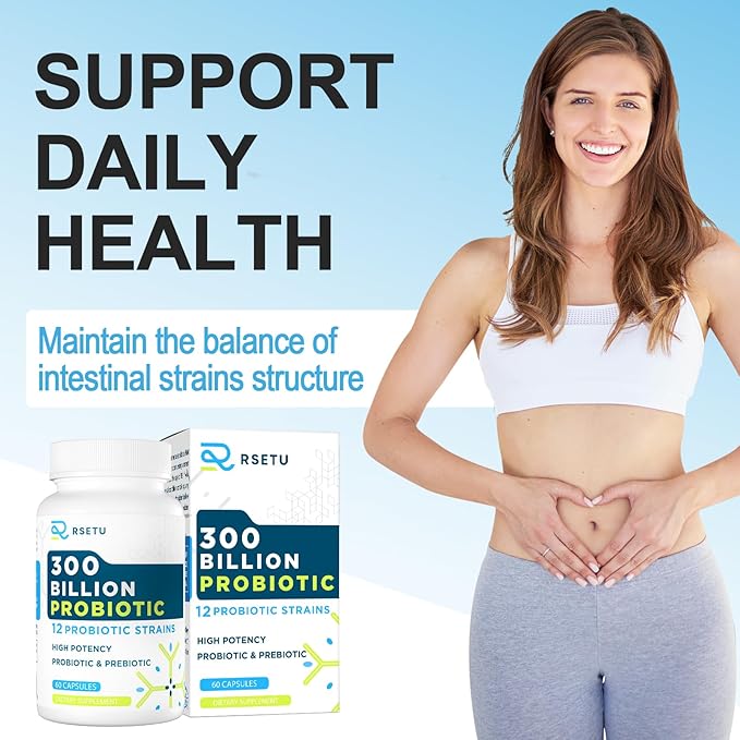 Probiotics for Women & Men - 300 Billion CFU Probiotic, 12 Strains Probiotics + 3 Organic Prebiotics, Daily Probiotics for Digestive Health, Gut, Immune, Constipation, Diarrhea, Bloating - 120 capsule