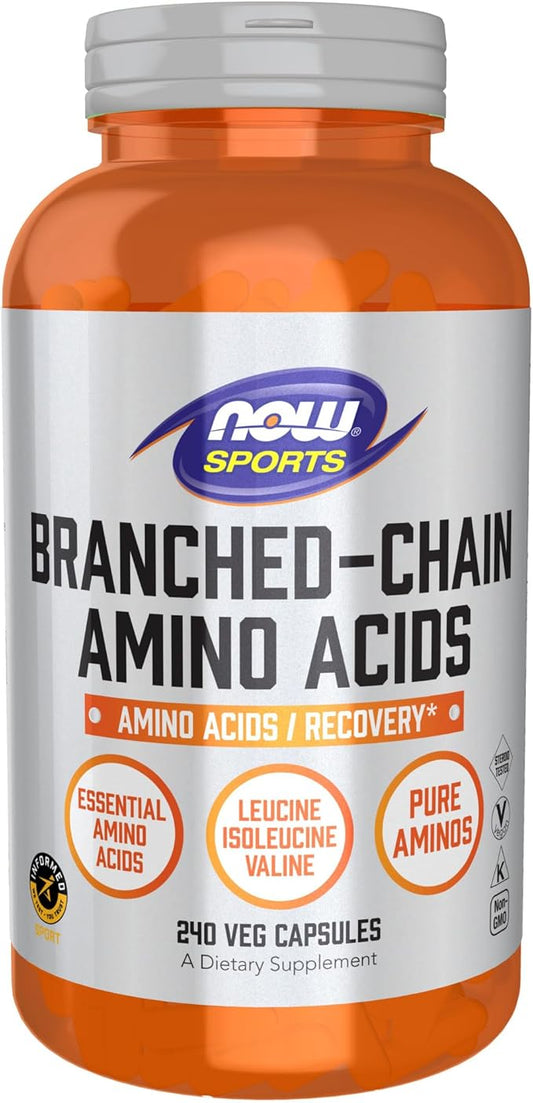 NOW Foods Sports Nutrition, Branched Chain Amino Acids, With Leucine, Isoleucine and Valine, 240 Veg Capsules