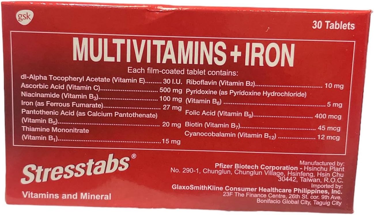 2 Stresstabs Multivitamins + Iron, 30 Tablets