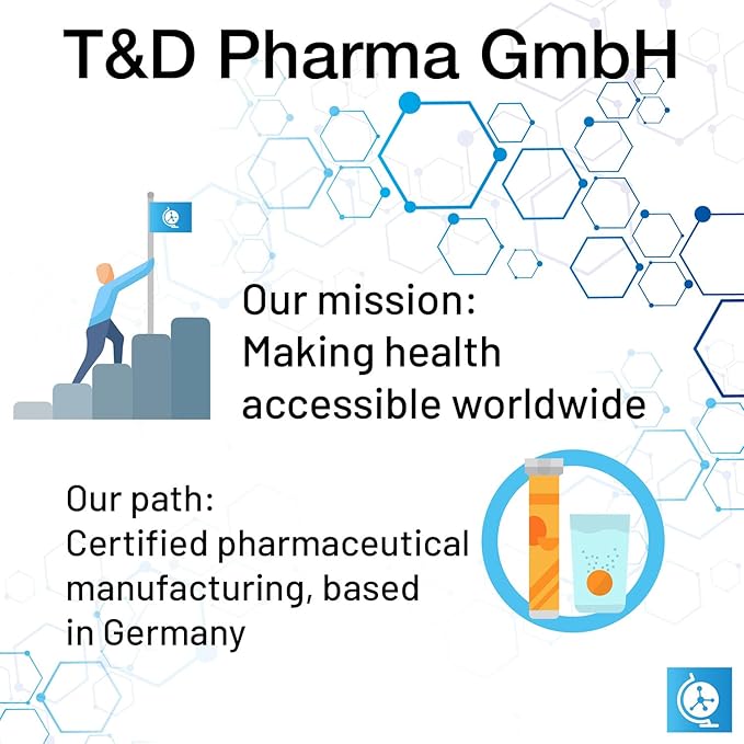 T&D German Zinc 5 mg - 240 Vegan Drink Effervescent Tablets - Peach-Passionfruit Flavor - Made in Germany