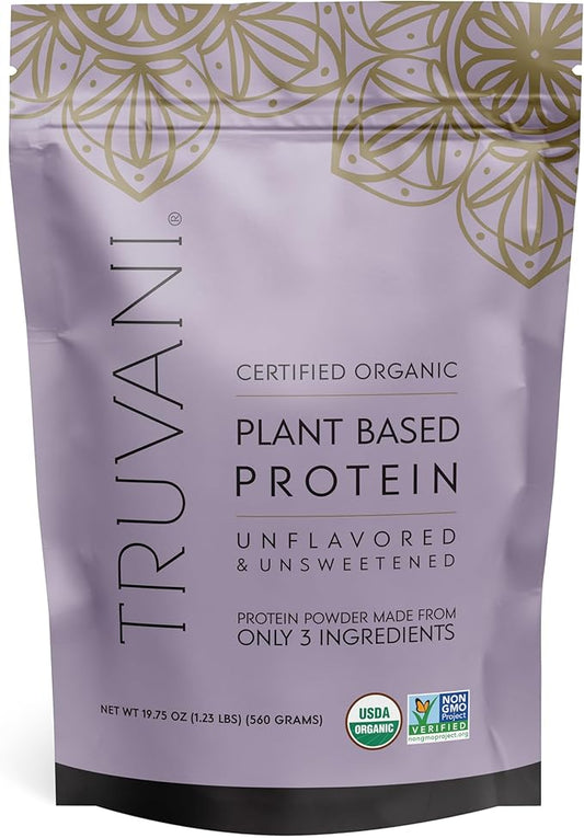 Truvani Vegan Pea Protein Powder | Unflavored | 20g Organic Plant Based Protein | 20 Servings | Keto | Gluten & Dairy Free | Low Carb | No Added Sugar