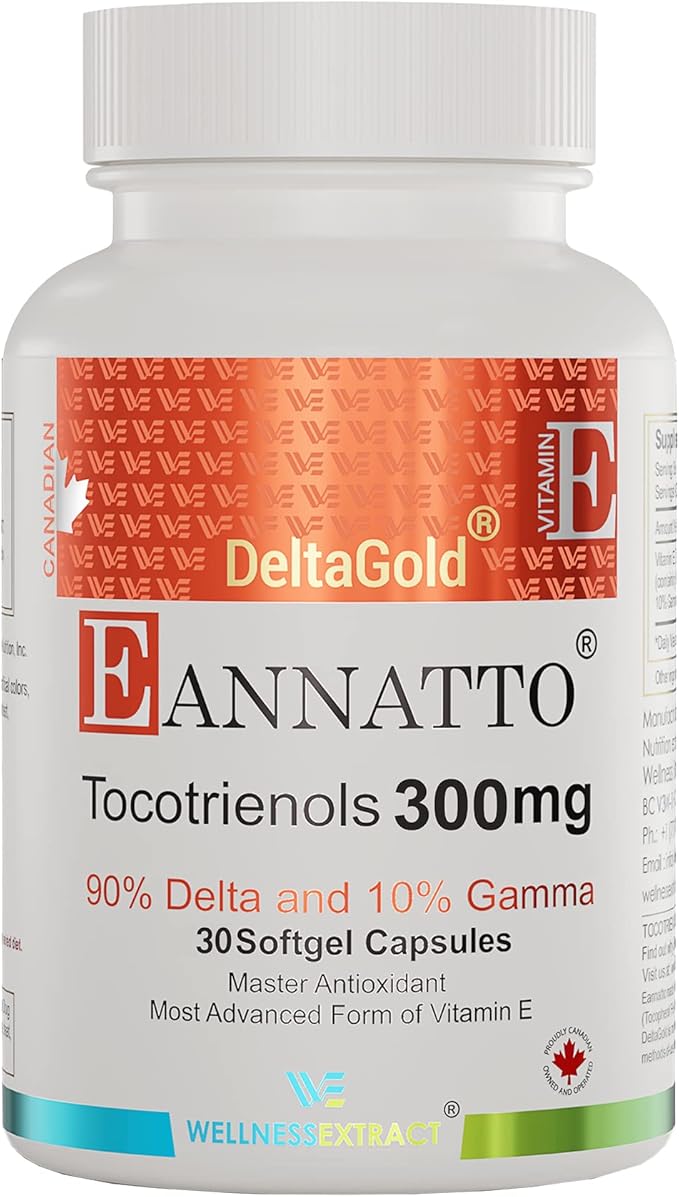 Eannatto Tocotrienols Vitamin E Supplements Tocopherol Free, Supports Immune Health, Non-GMO, Gluten Free & Antioxidant (300MG 30 Softgels)