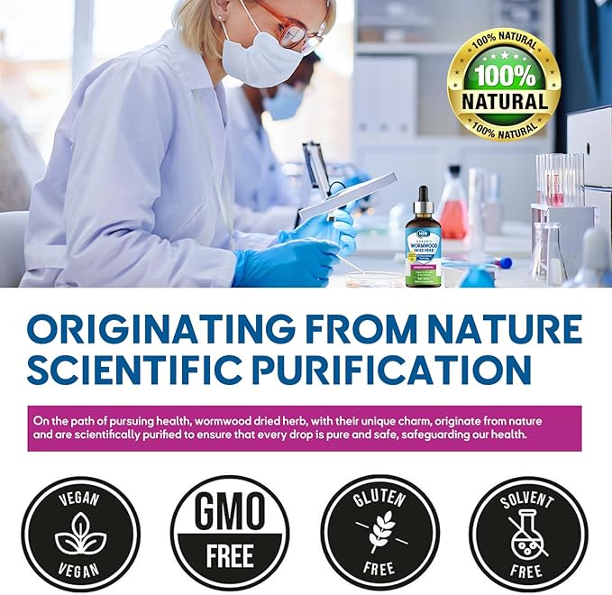 IHW Wormwood Liquid Drops, Organic Wormwood Drops with Black Walnut for Digestive and Intestinal System Support, Extra Strength Oral Gut Health Supplements